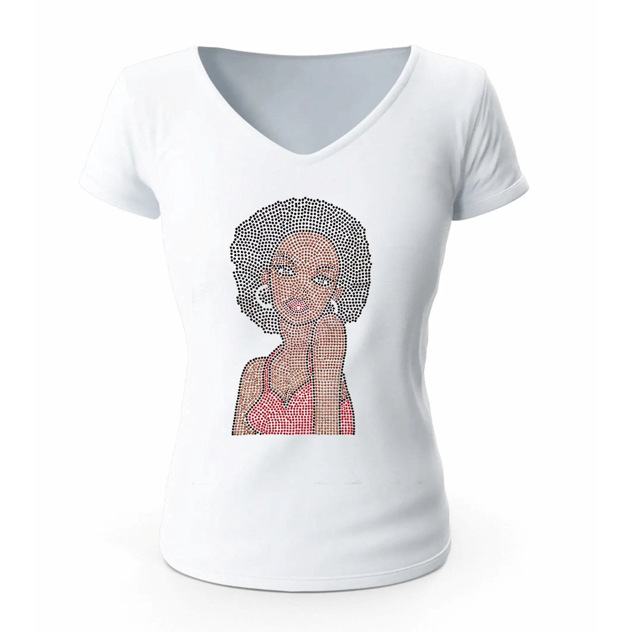 Rhinestone-embellished T-Shirt featuring an Afro Girl named Gigi