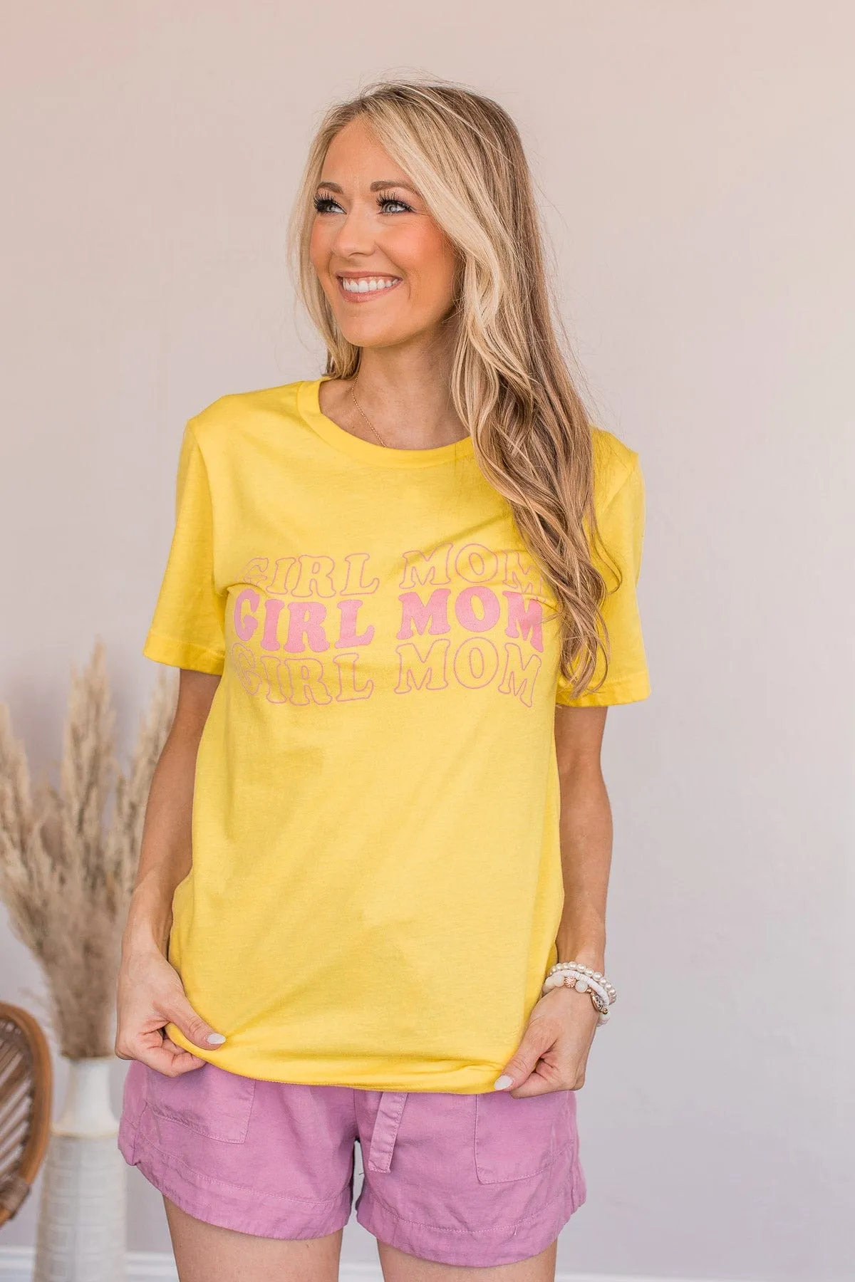 Graphic Tee Girl Mom Yellow