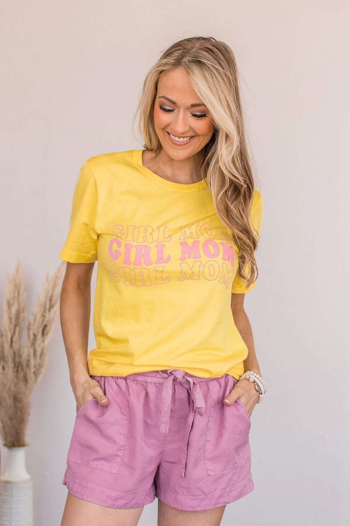 Graphic Tee Girl Mom Yellow