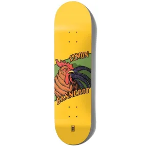 Girl Rooster Bannerot Skateboard Deck Yellow 8.25