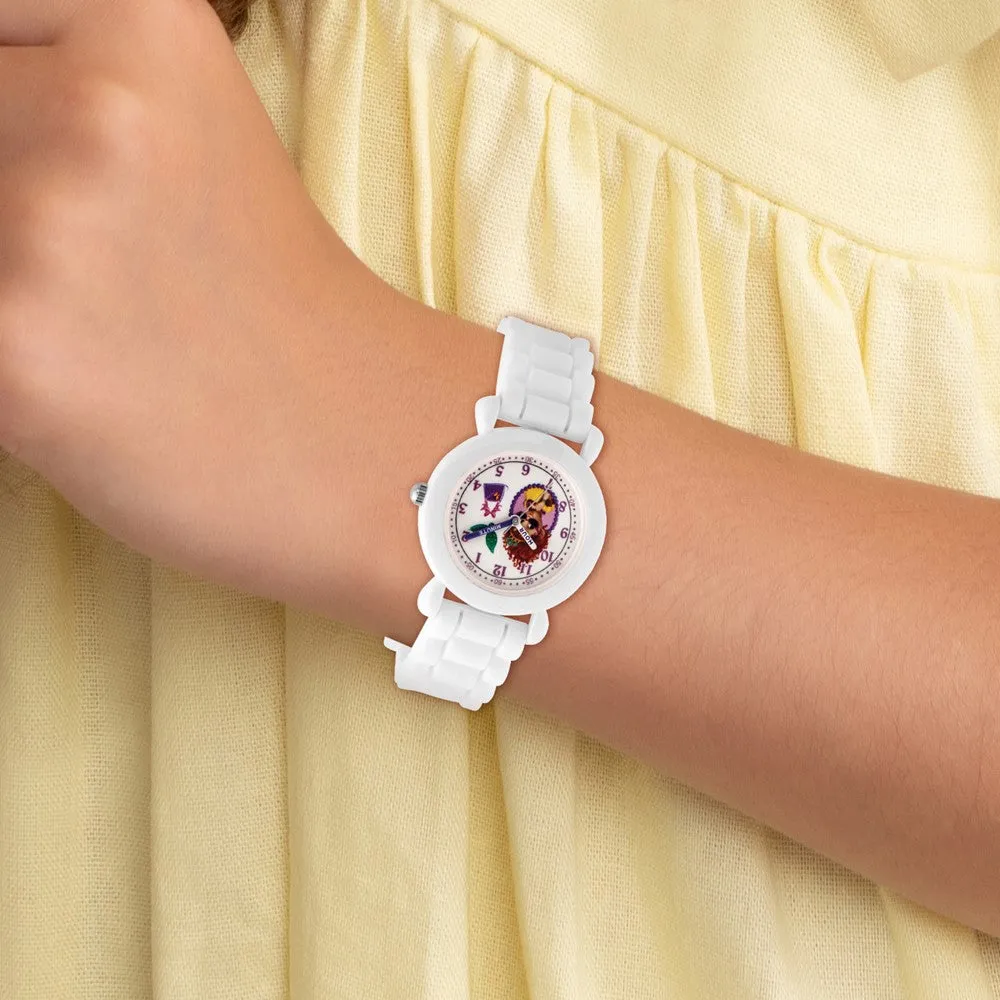 Girls Disney Fancy Nancy White Silicone Band Watch with Time Teaching Features