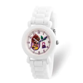 Girls Disney Fancy Nancy White Silicone Band Watch with Time Teaching Features