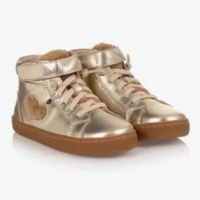 Girls Gold Leather Trainers