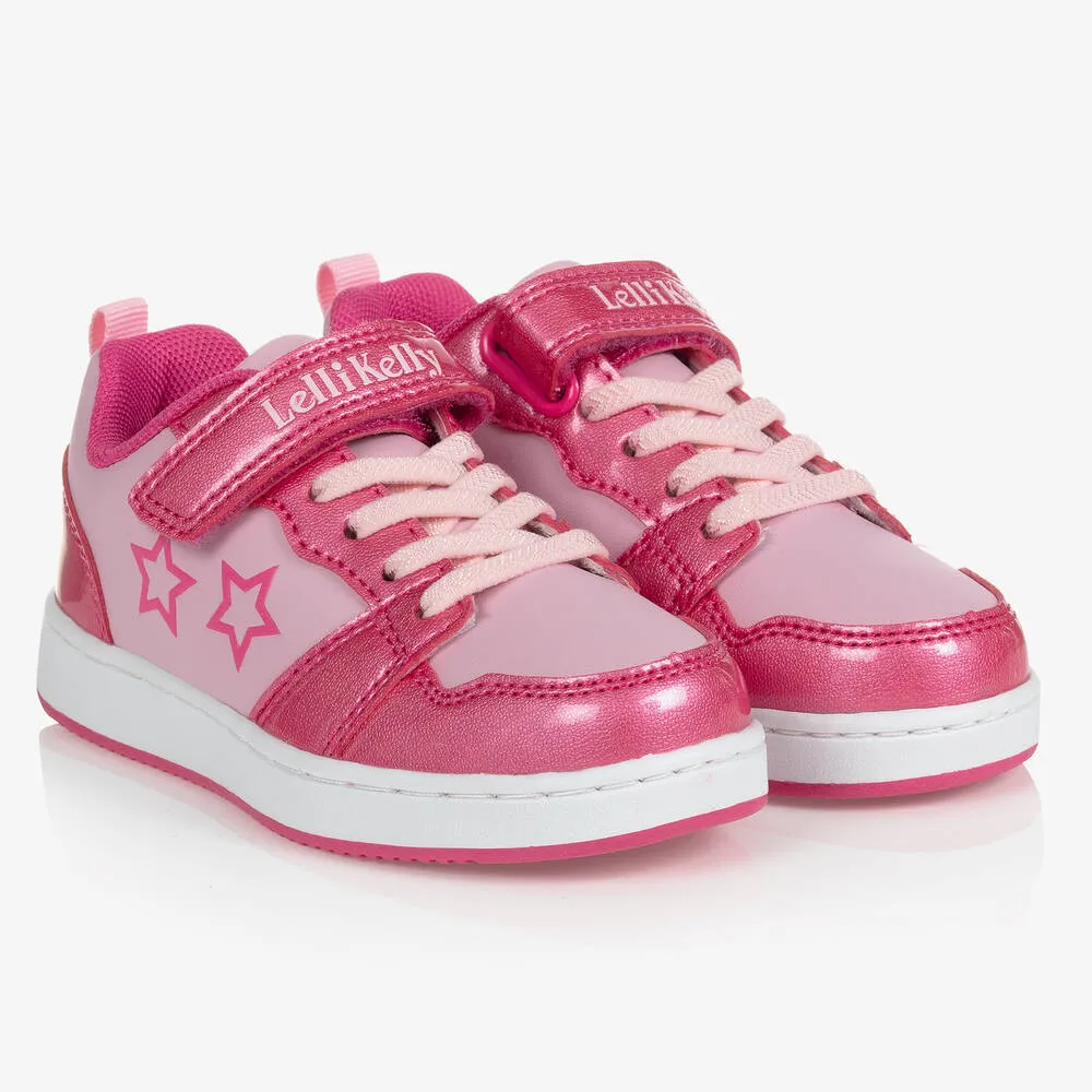 Girls Pink Velcro Trainers