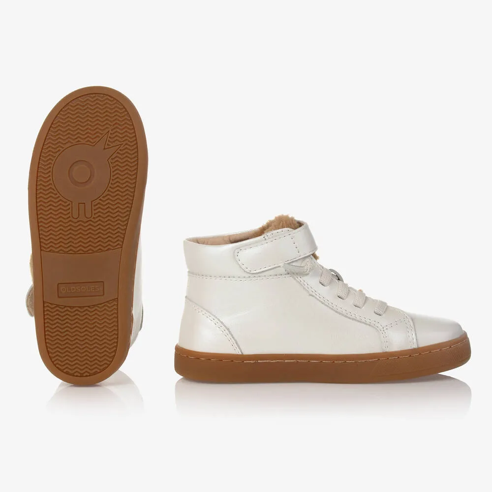 Girls White Leather Trainers