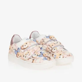 Girls White Teddy Bear Trainers