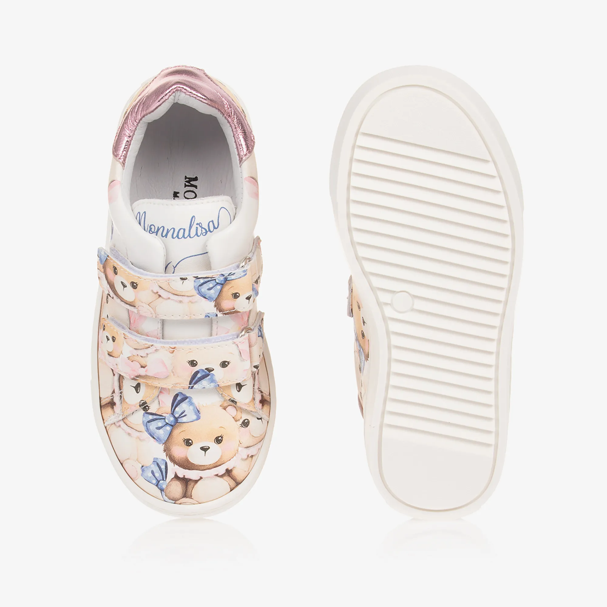 Girls White Teddy Bear Trainers