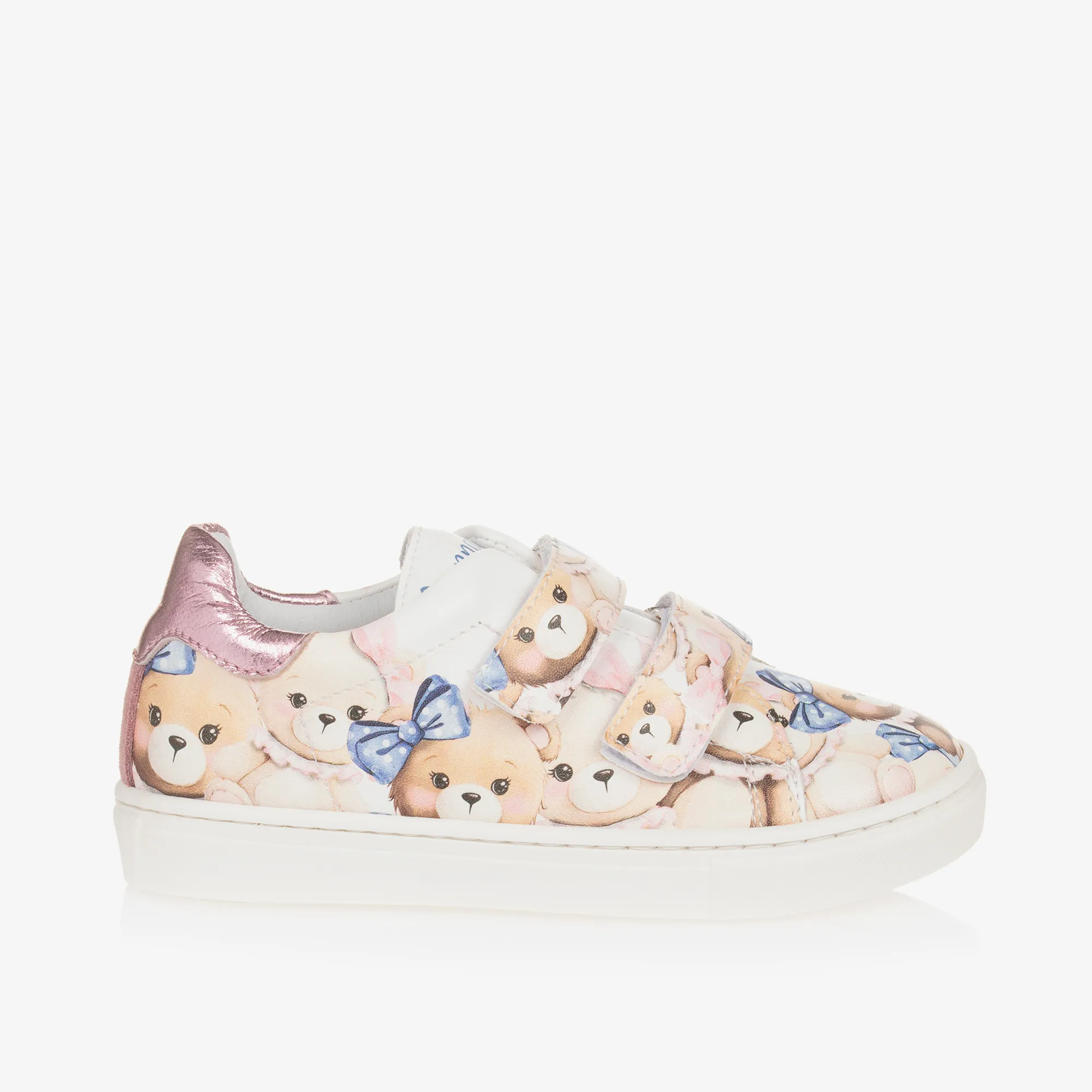 Girls White Teddy Bear Trainers