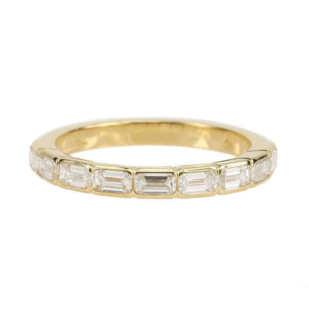 Gold Bezel-Set Halfway Emerald-Cut Diamond Ring