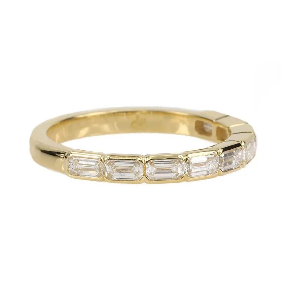 Gold Bezel-Set Halfway Emerald-Cut Diamond Ring