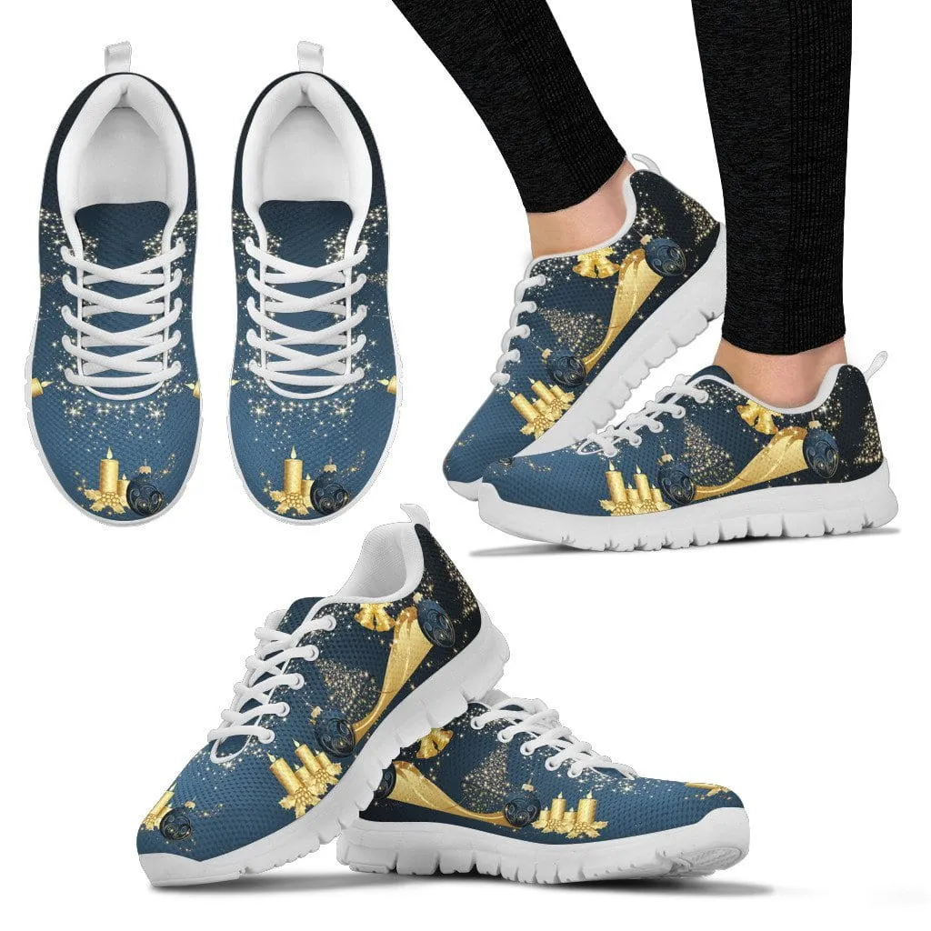 Gold Christmas Women's Sneakers