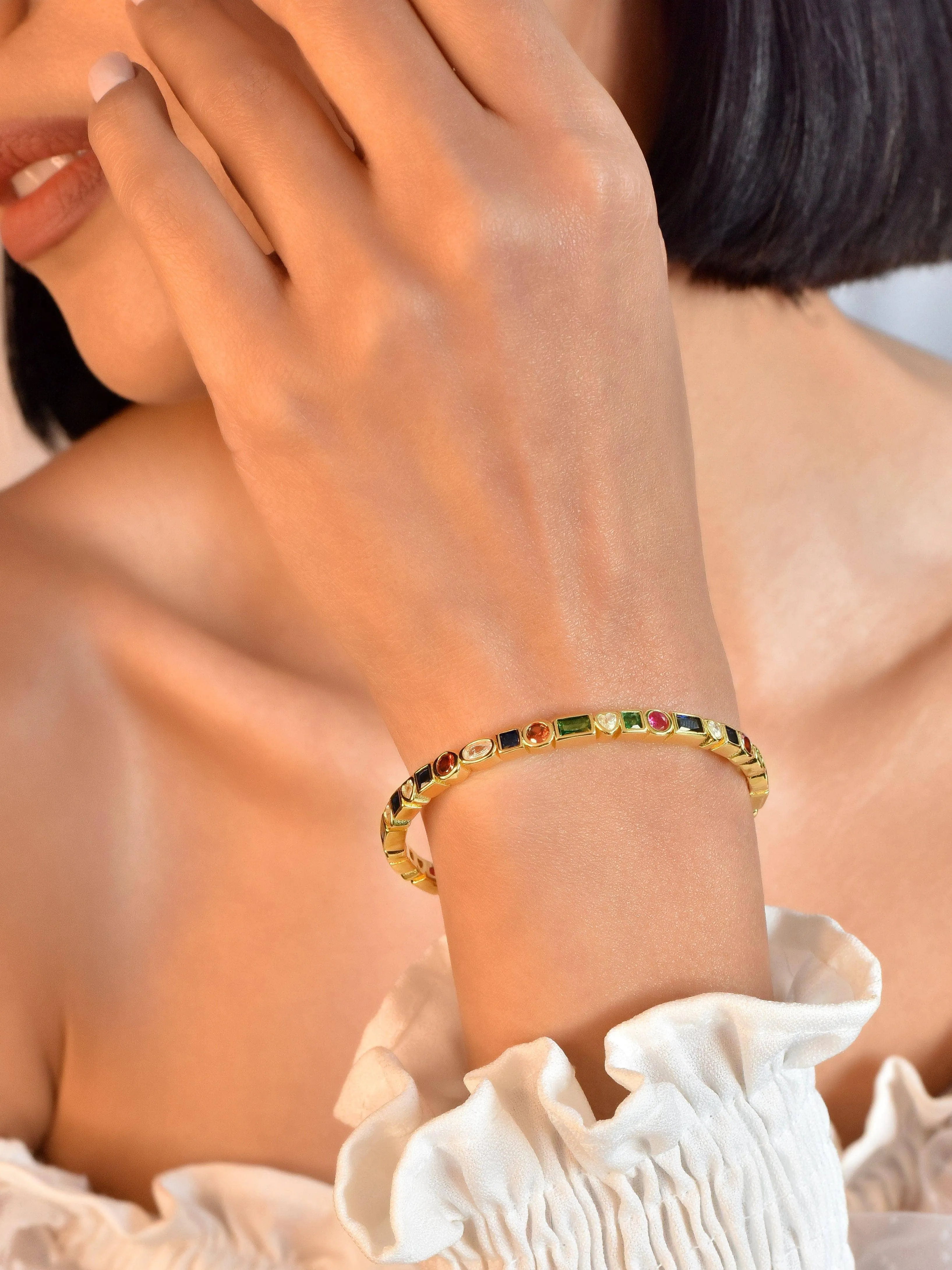 Gold Multicolored Cuff Bracelet