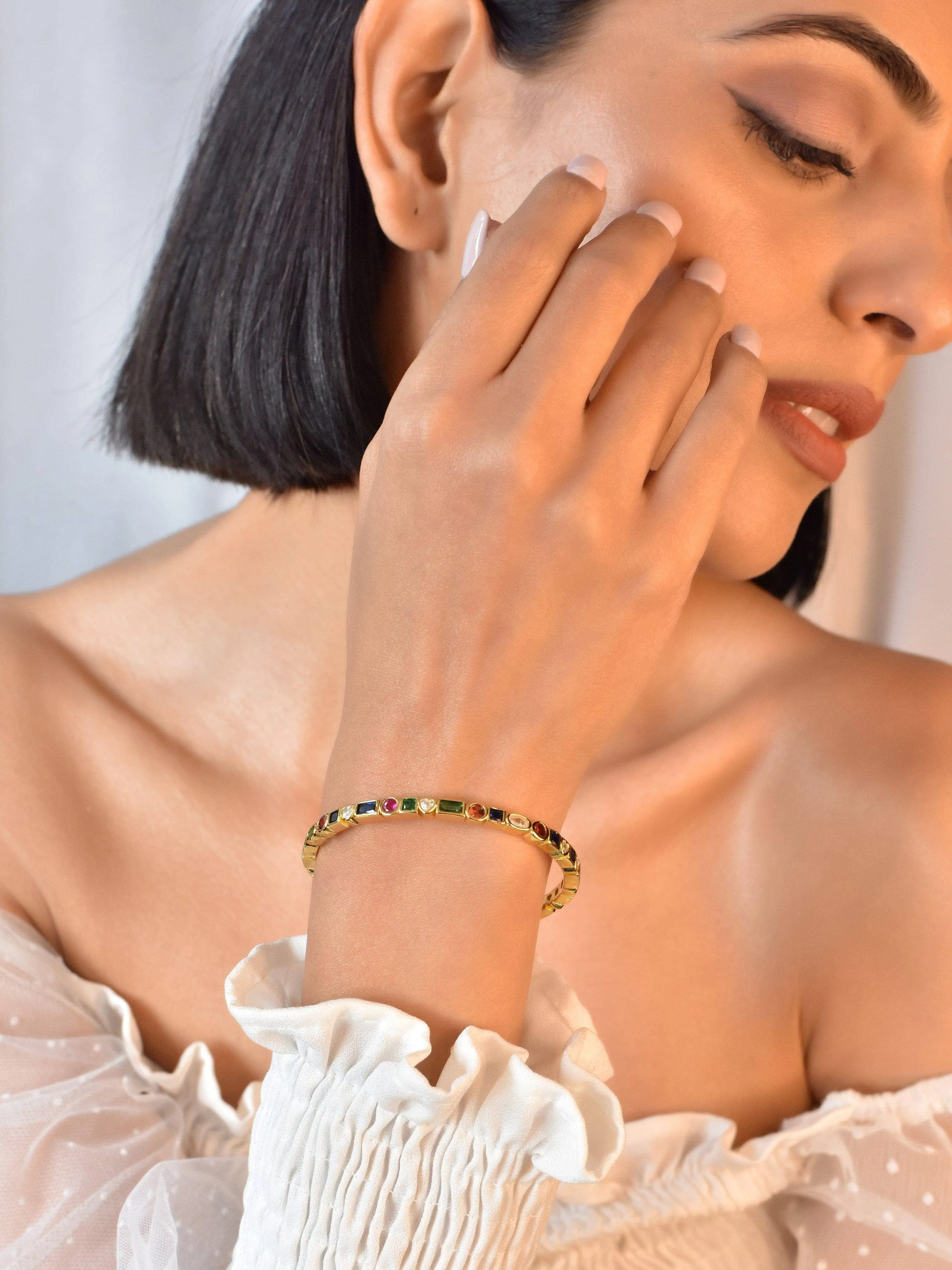 Gold Multicolored Cuff Bracelet