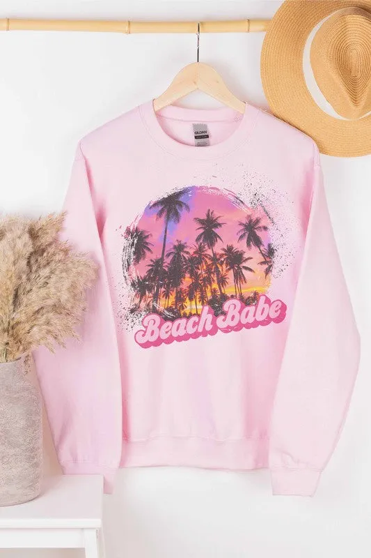 Graphic Sweatshirt for Beach Babes Sunset Summer