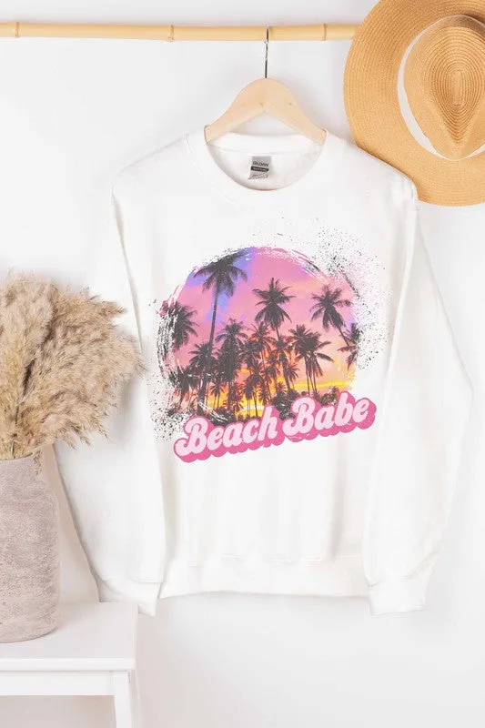 Graphic Sweatshirt for Beach Babes Sunset Summer