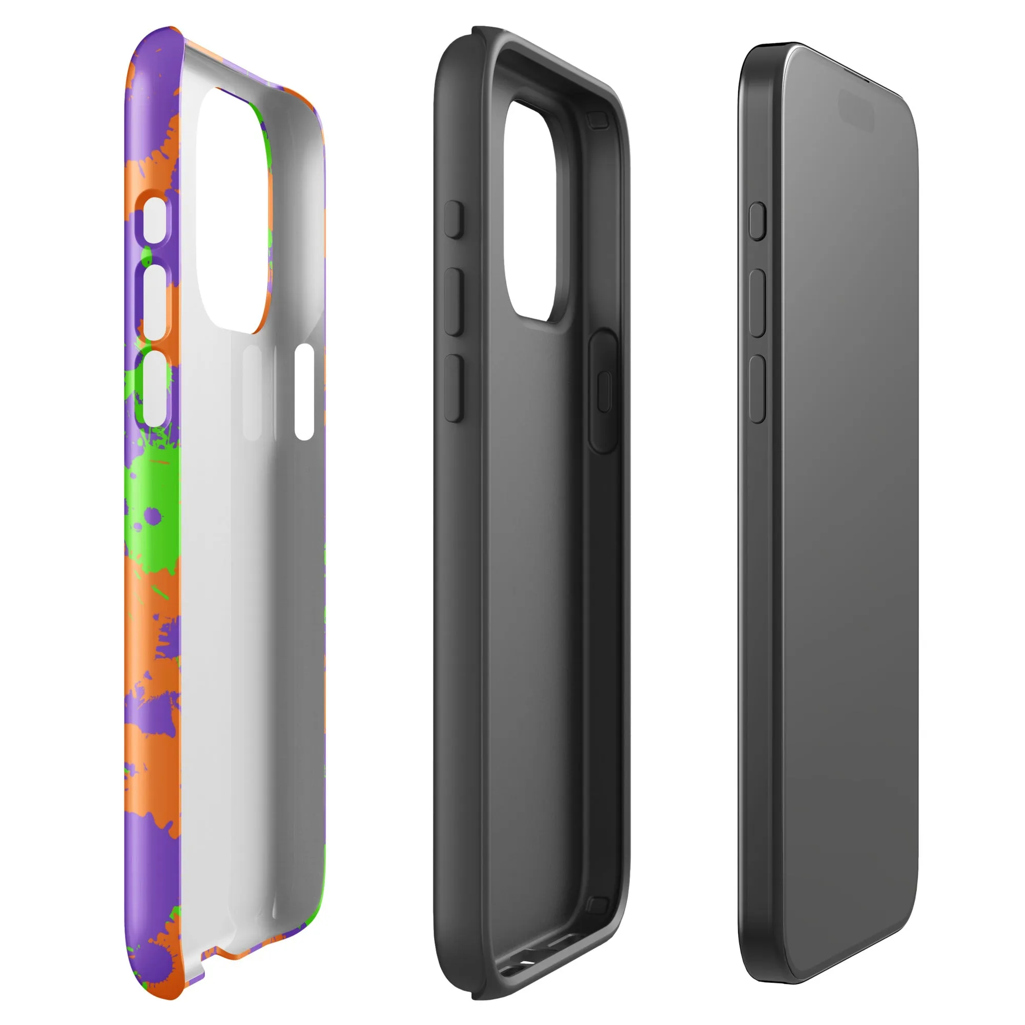 Green, Purple, and Orange Slimy Splatter Tough Case for iPhone - 90s Kid Style