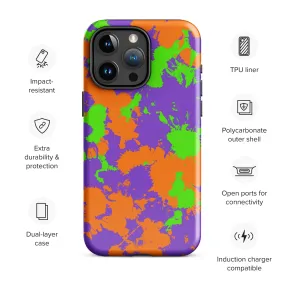 Green, Purple, and Orange Slimy Splatter Tough Case for iPhone - 90s Kid Style