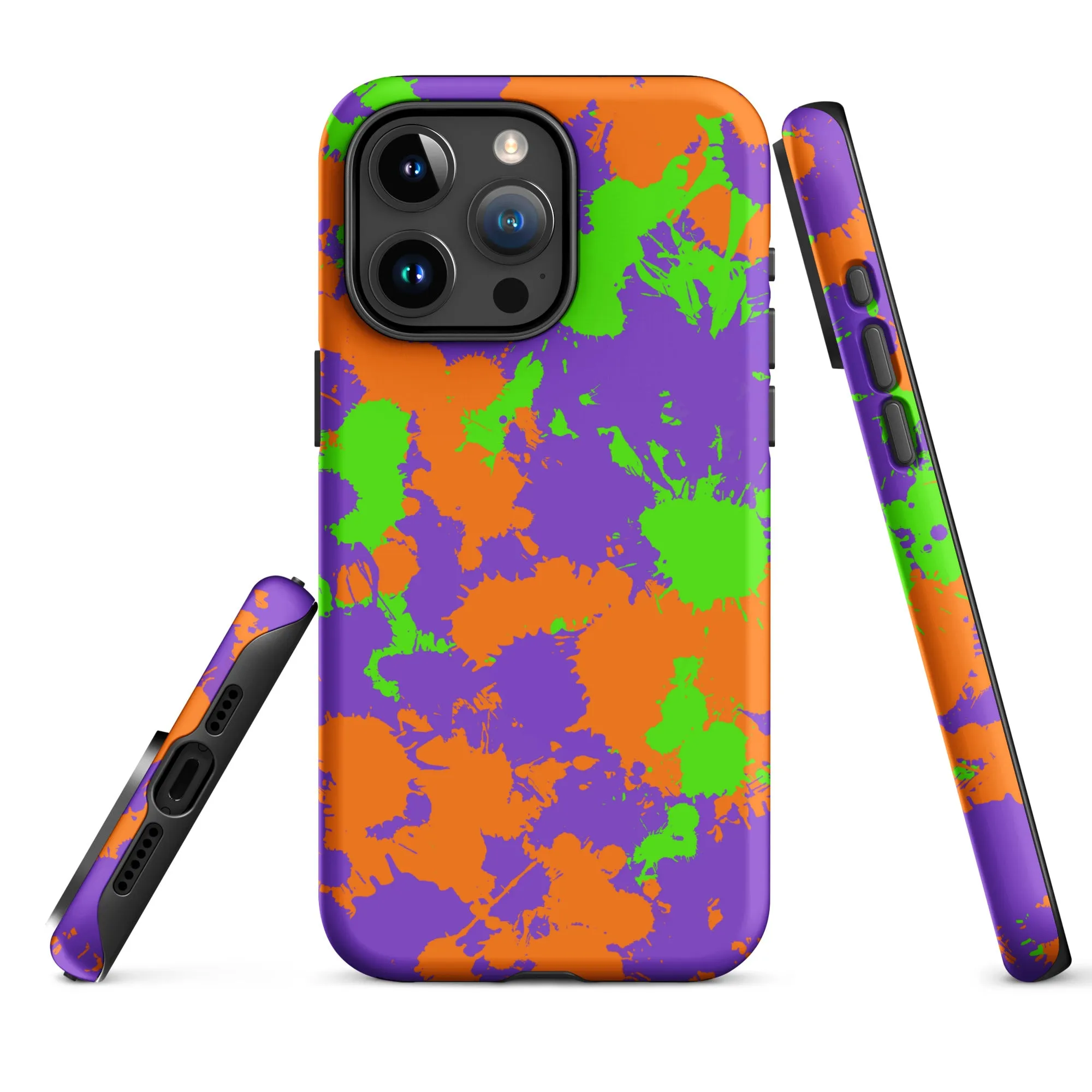 Green, Purple, and Orange Slimy Splatter Tough Case for iPhone - 90s Kid Style