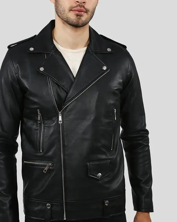 Gregor Black Biker Leather Jacket