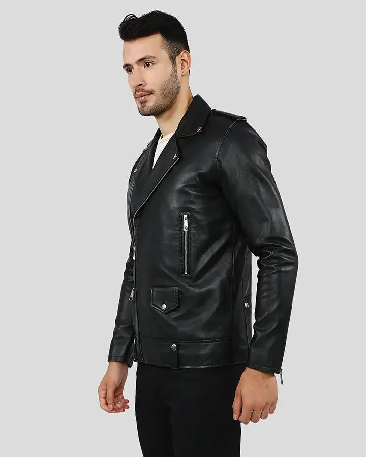 Gregor Black Biker Leather Jacket