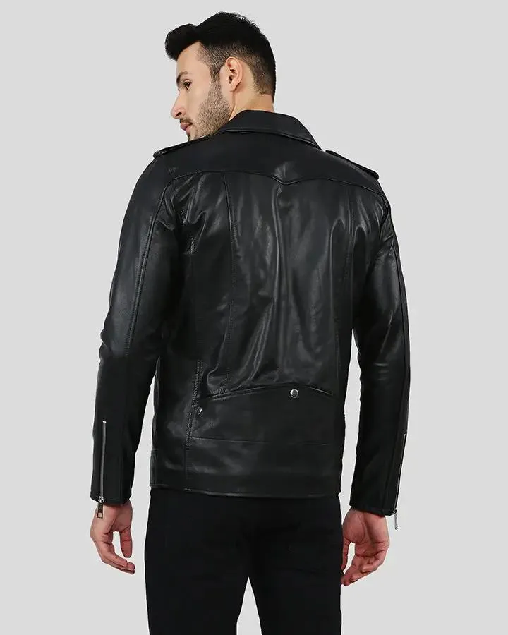 Gregor Black Biker Leather Jacket