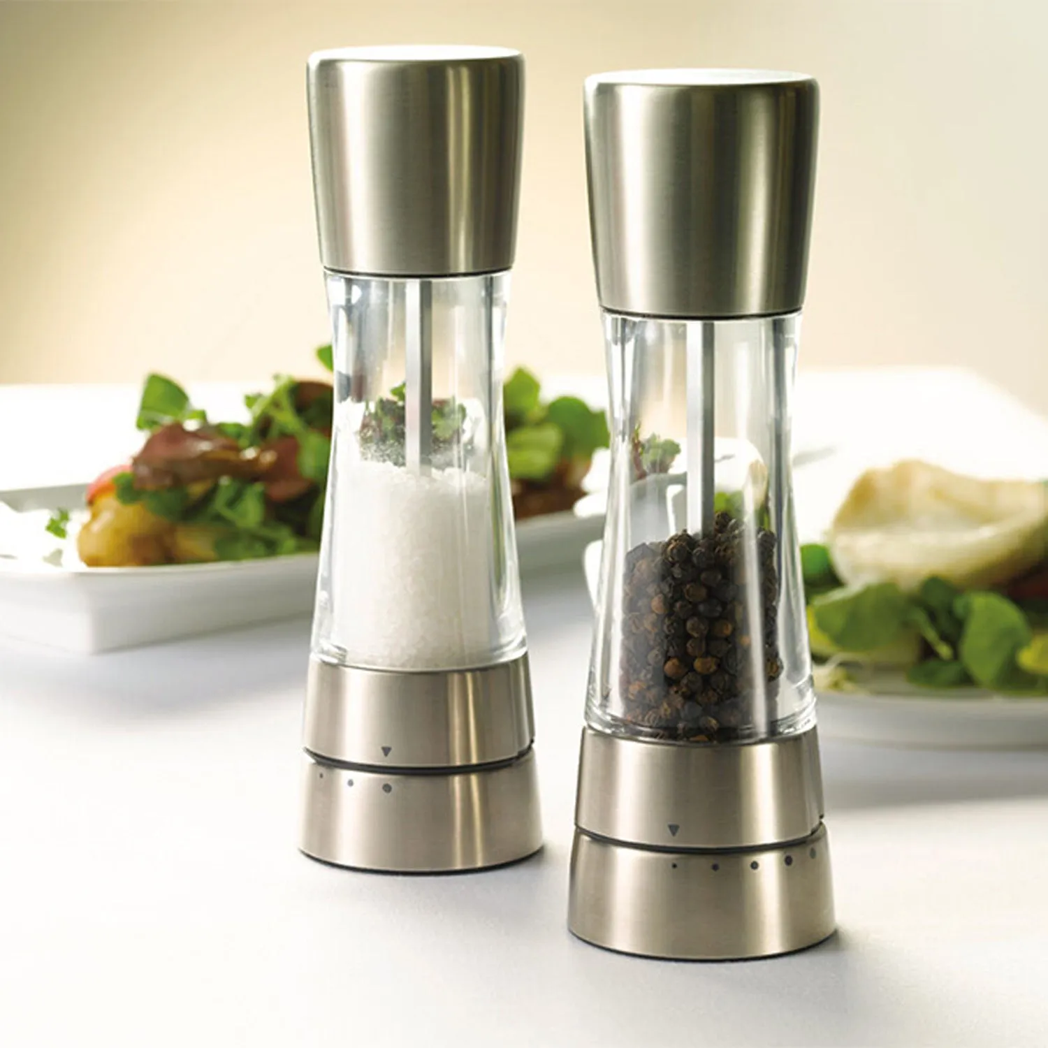 H59408G Derwent Stainless Steel Gourmet Precision+ Salt & Pepper Mill Set 19cm