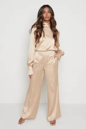 Hailee Satin Trousers - Champagne Gold