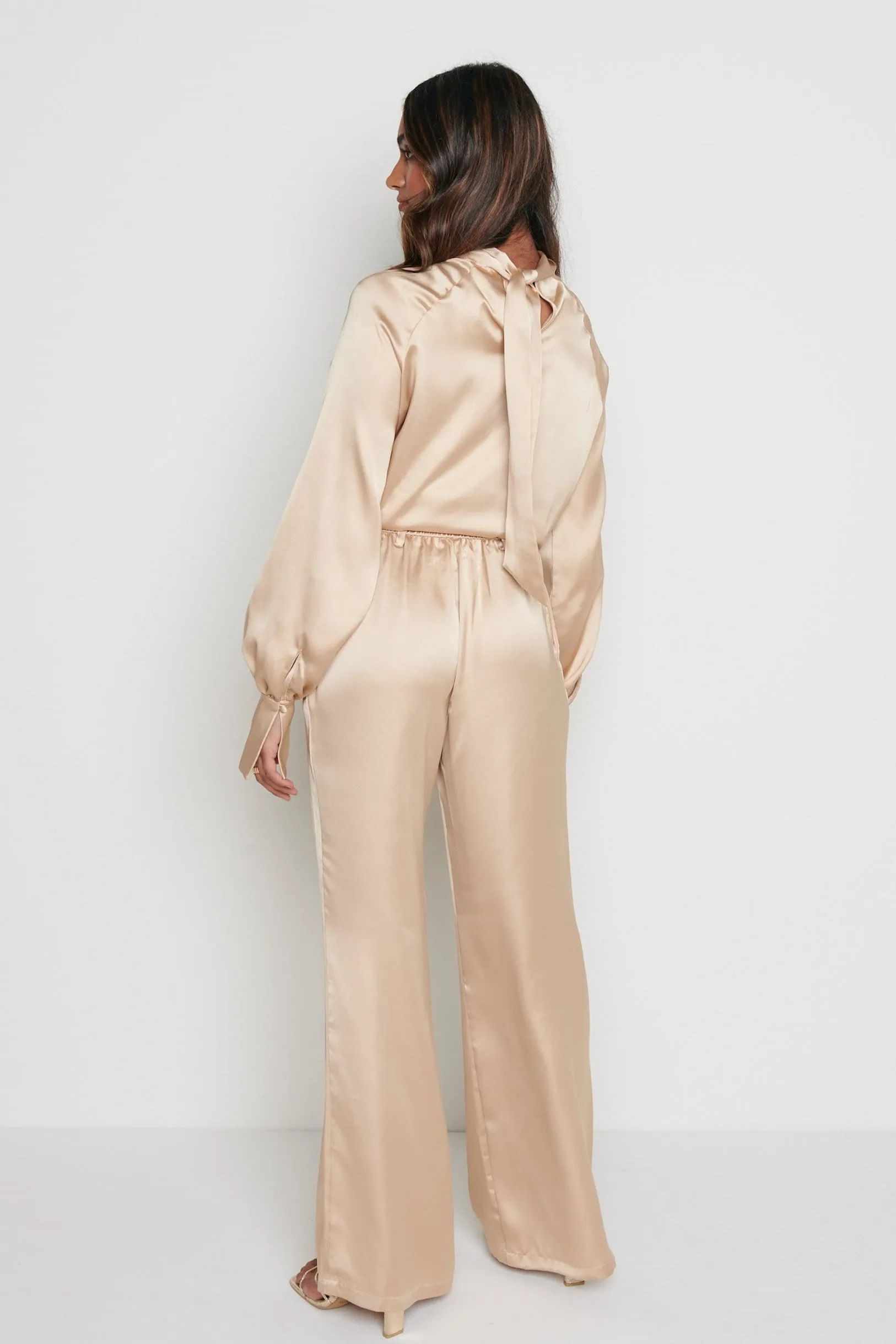 Hailee Satin Trousers - Champagne Gold