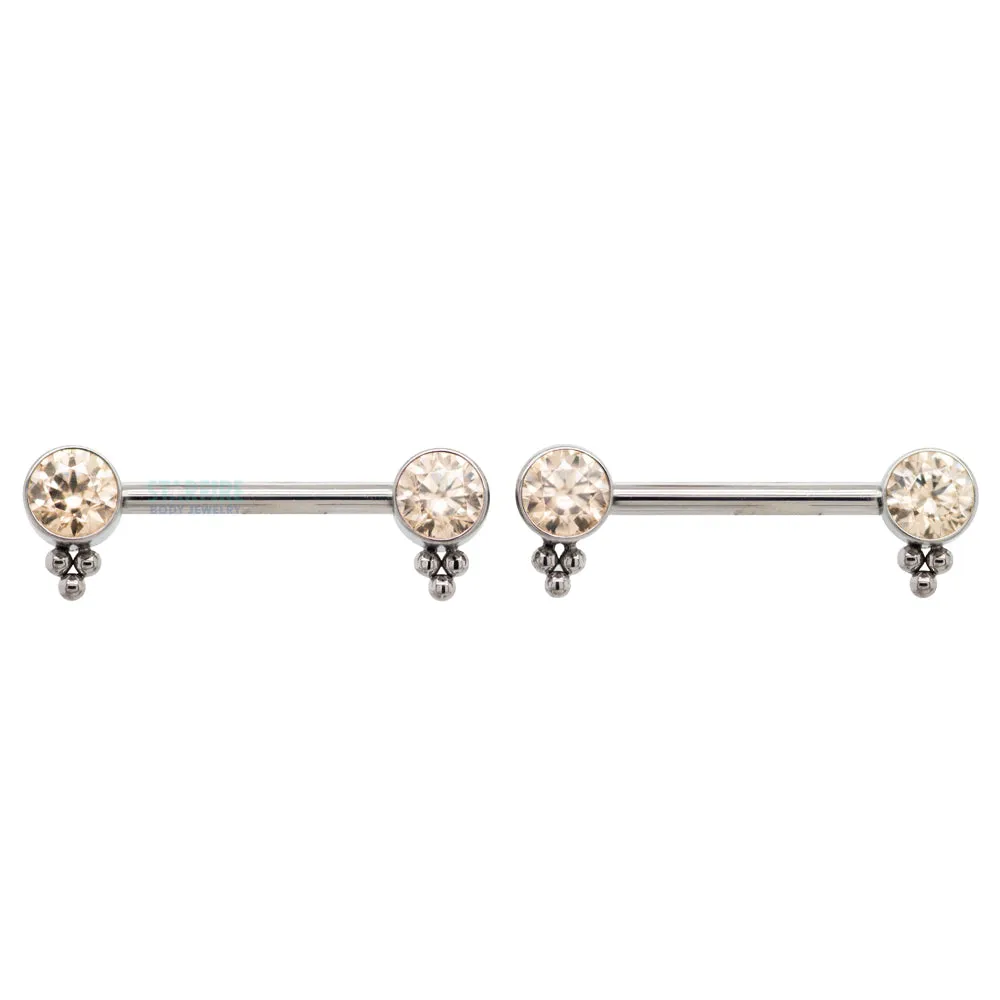 HC1TT 'Haute Couture' Side Set Faceted Gem Nipple Barbells - pair