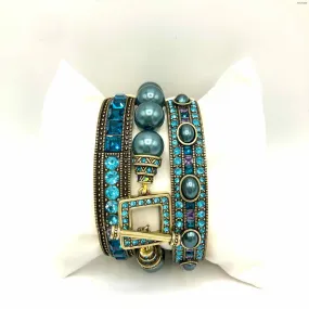 Turquoise Brass Crystal 3-Bracelet Set by HEIDI DAUS