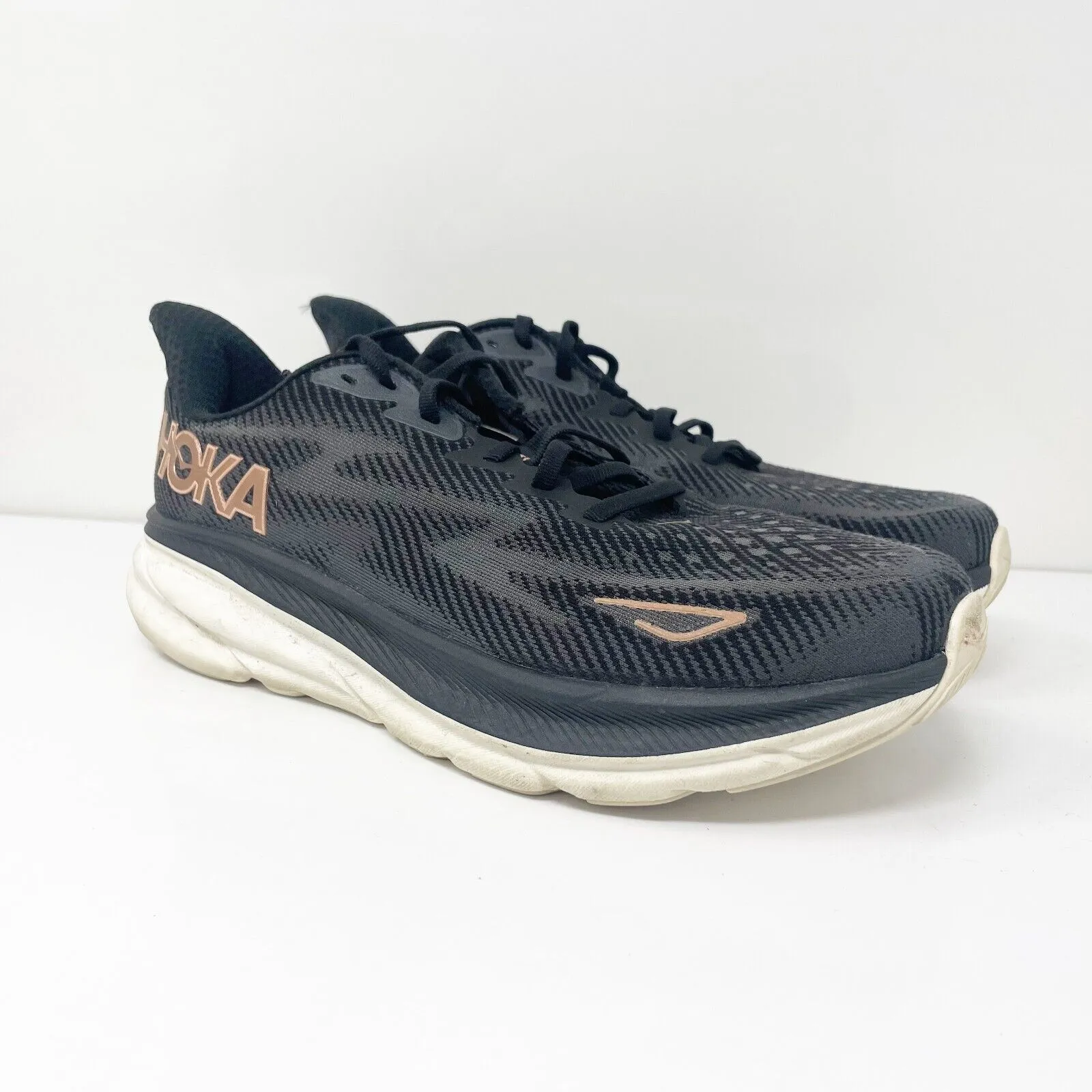 Hoka One One Womens Clifton 9 1132211 BRGL Black Running Shoes Sneakers Sz 9.5 D