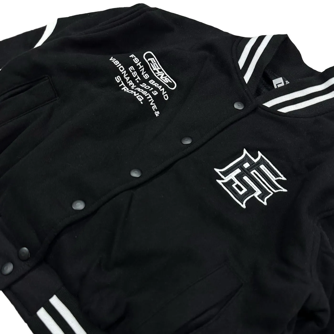 Hustle Gang Crop Varsity Jacket (Black)