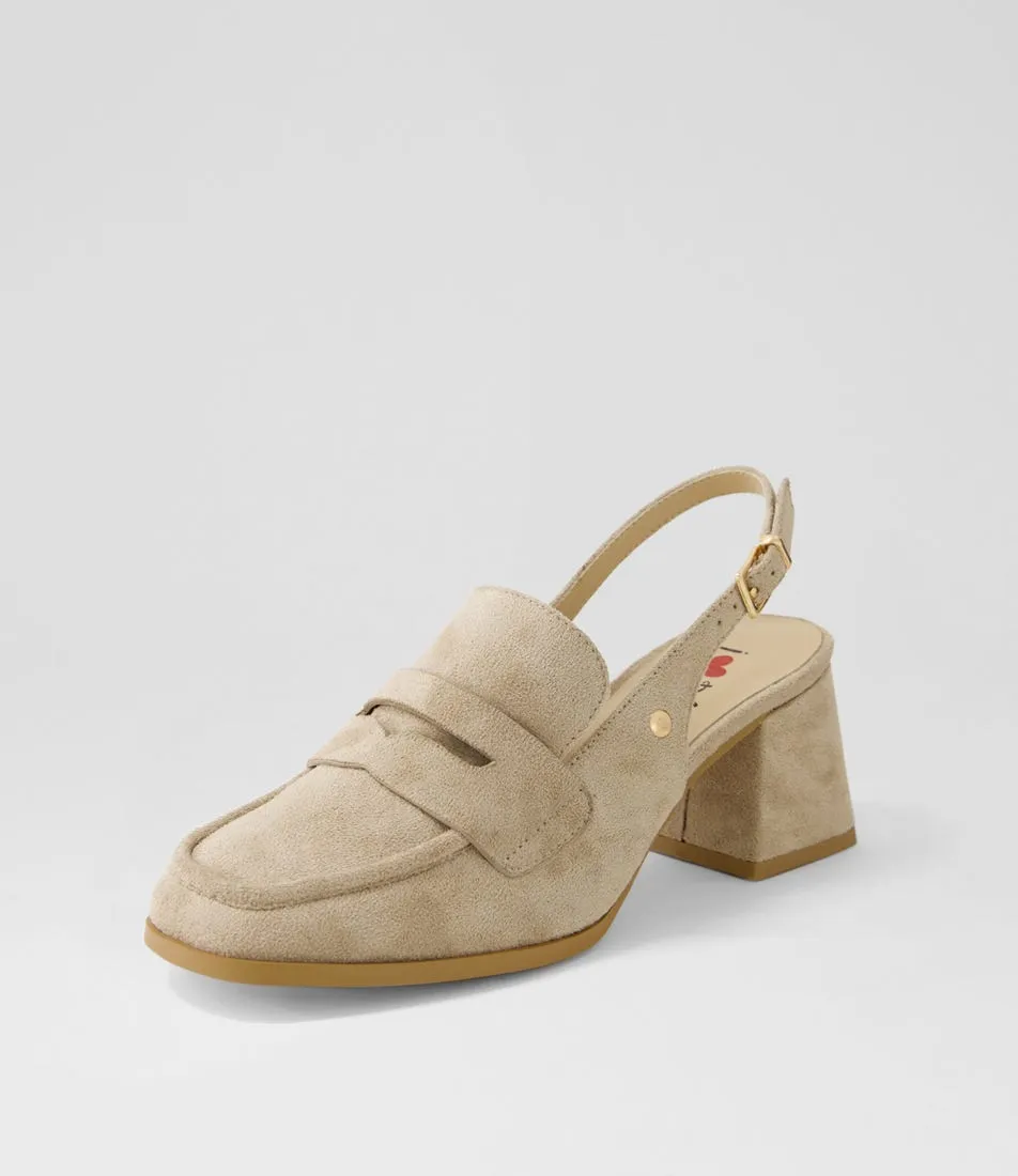 I LOVE BILLY Docono Taupe Microsuede Heels