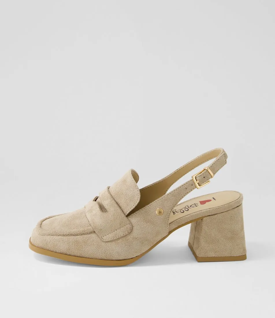 I LOVE BILLY Docono Taupe Microsuede Heels