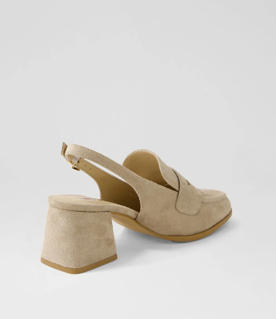 I LOVE BILLY Docono Taupe Microsuede Heels