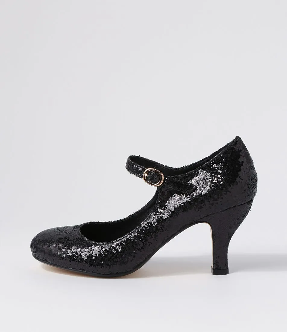 I LOVE BILLY Majestic Black Glitter Heels