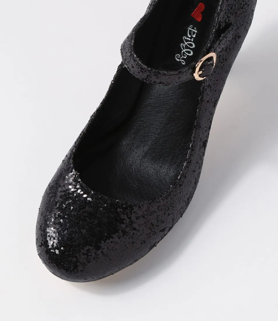 I LOVE BILLY Majestic Black Glitter Heels