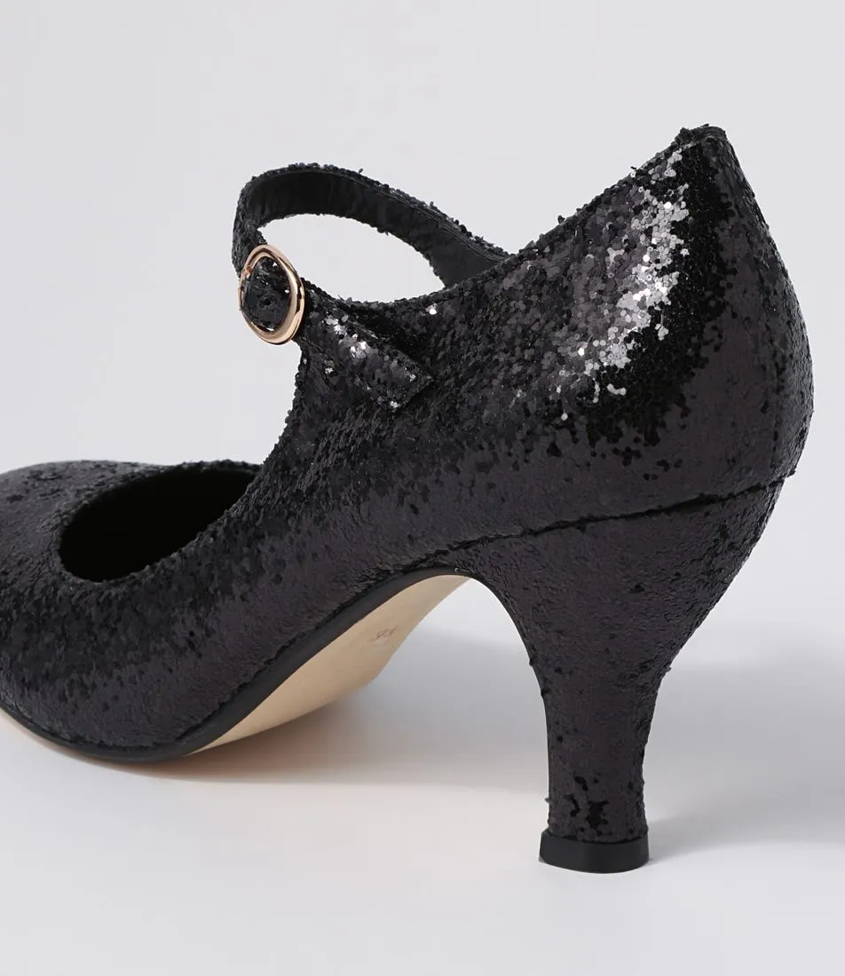 I LOVE BILLY Majestic Black Glitter Heels