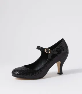 I LOVE BILLY Majestic Black Glitter Heels