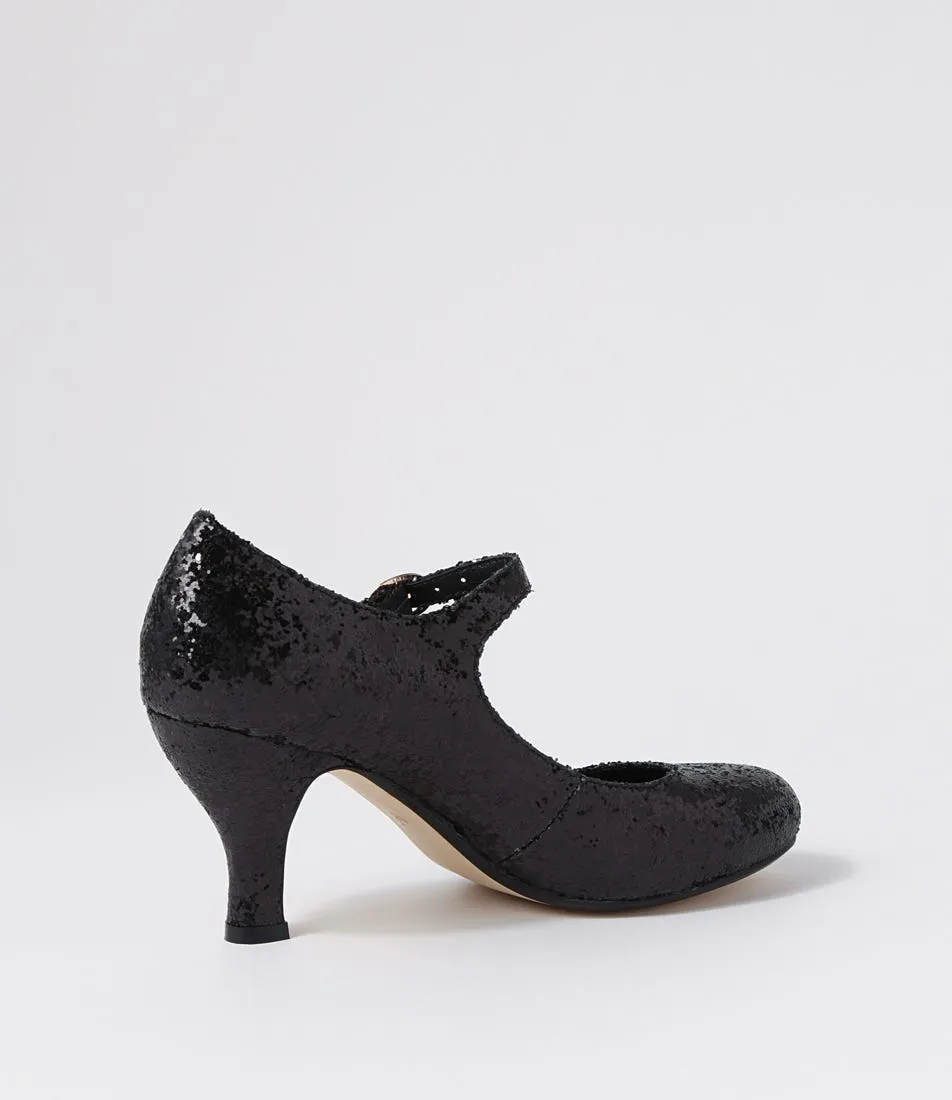 I LOVE BILLY Majestic Black Glitter Heels