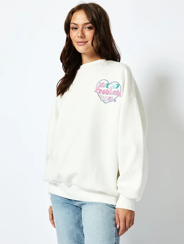 I'm On A Not My Problem Diet Sweatshirt in Ecru