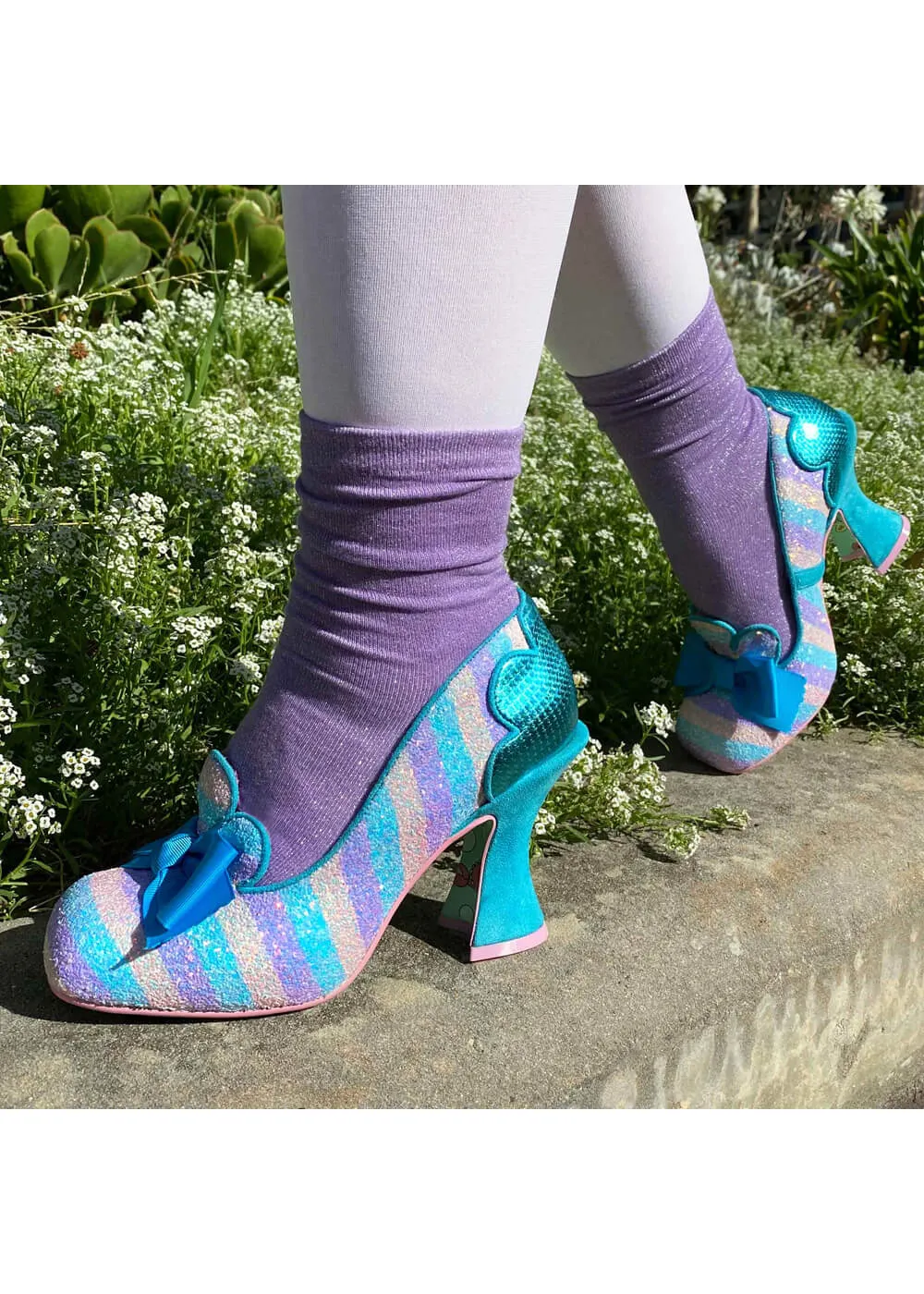 Blue 70's Fleur De Lis Pumps by Irregular Choice