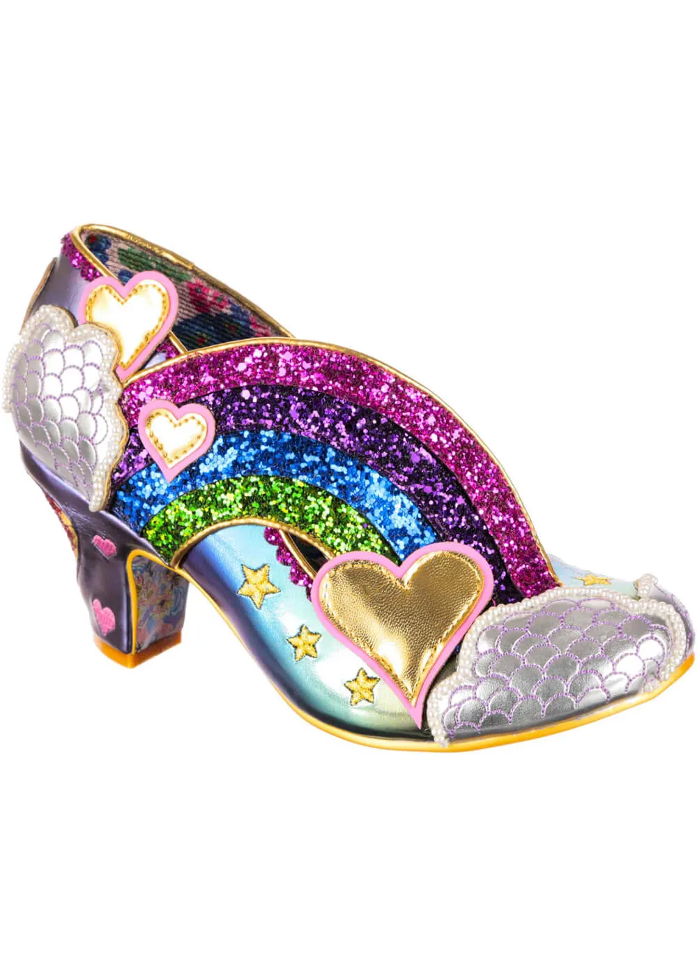 Irregular Choice Purple Rainbow Showers Pumps 70's