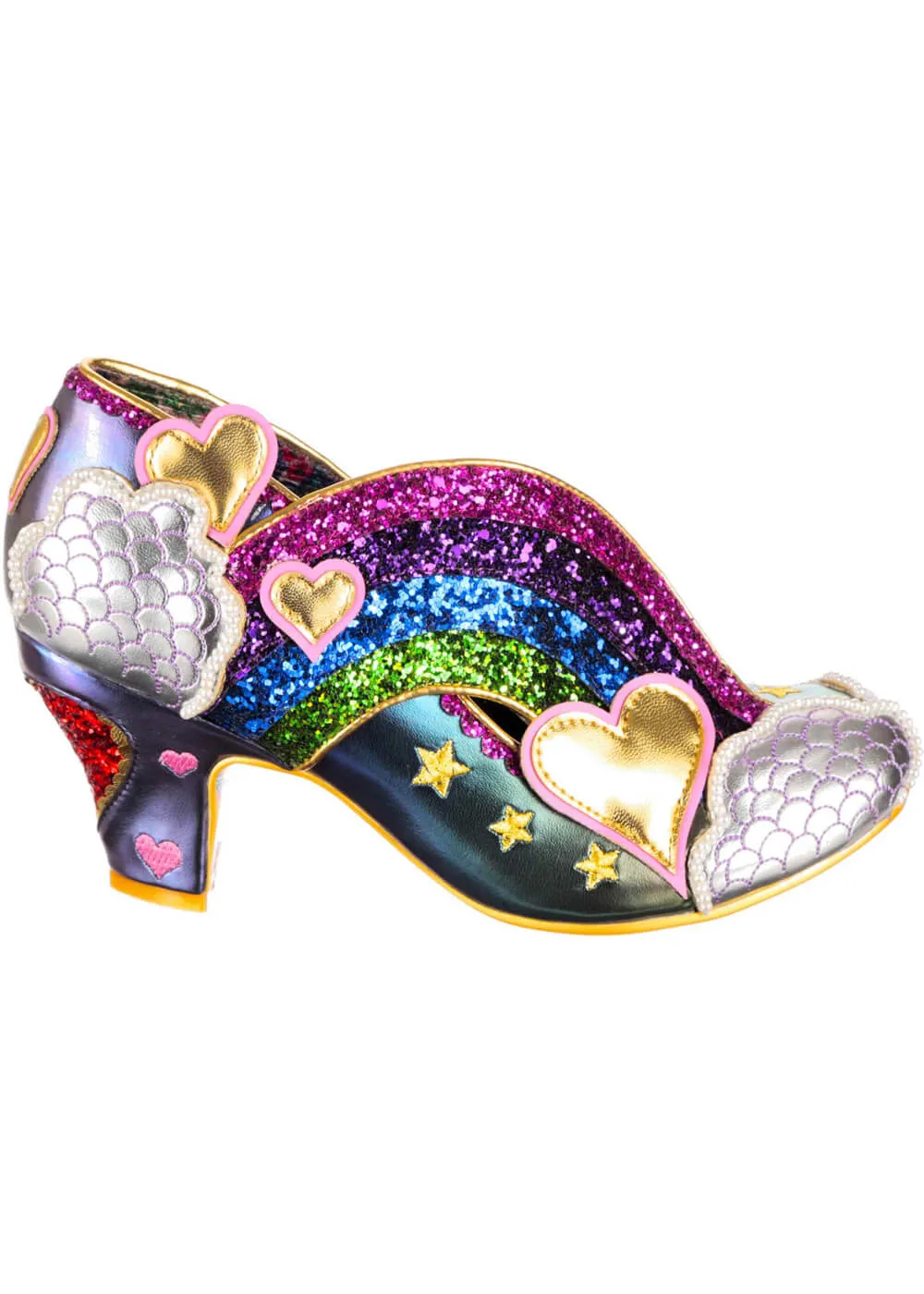 Irregular Choice Purple Rainbow Showers Pumps 70's