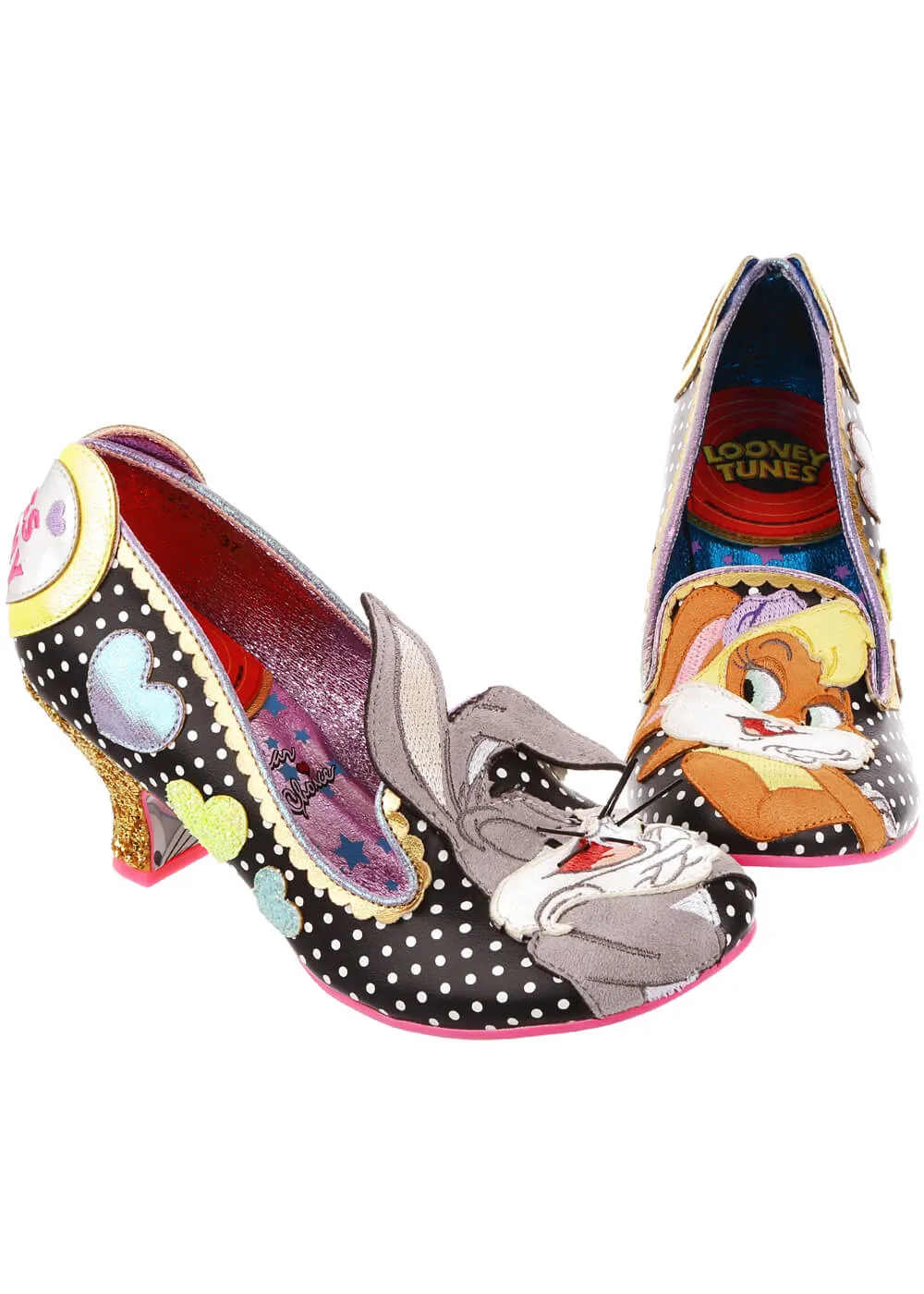 Irregular Choice Black Looney Tunes Bunny Love Pumps 40's