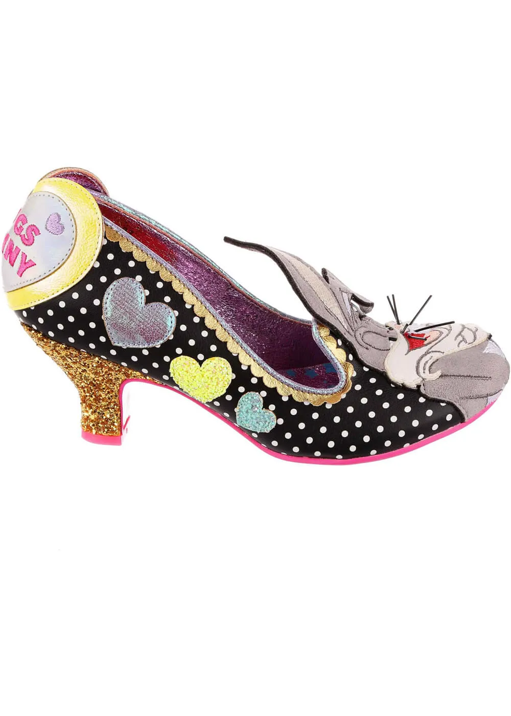 Irregular Choice Black Looney Tunes Bunny Love Pumps 40's