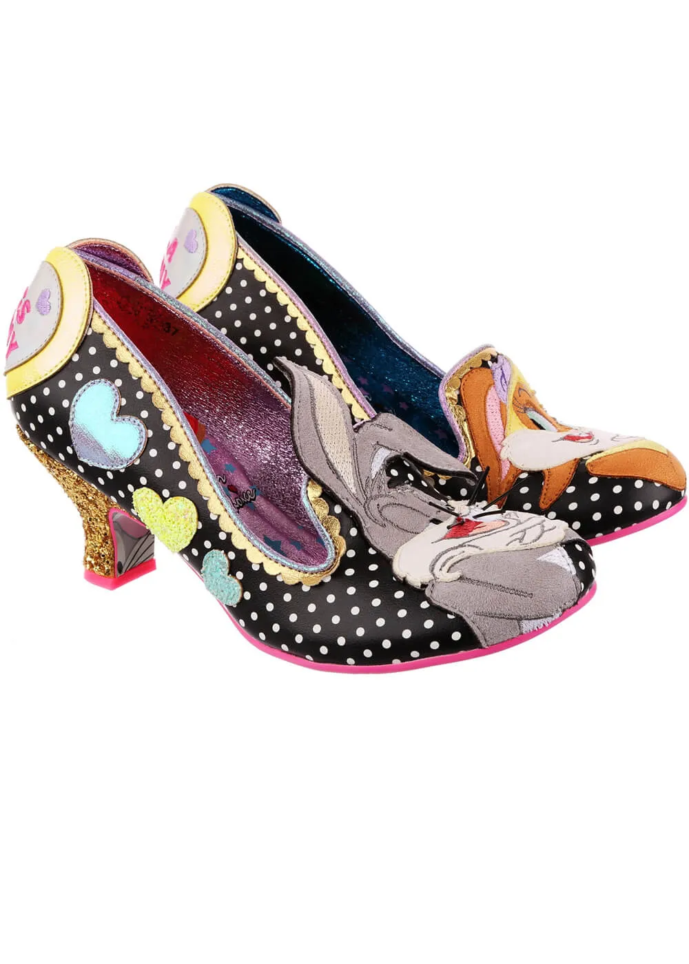 Irregular Choice Black Looney Tunes Bunny Love Pumps 40's