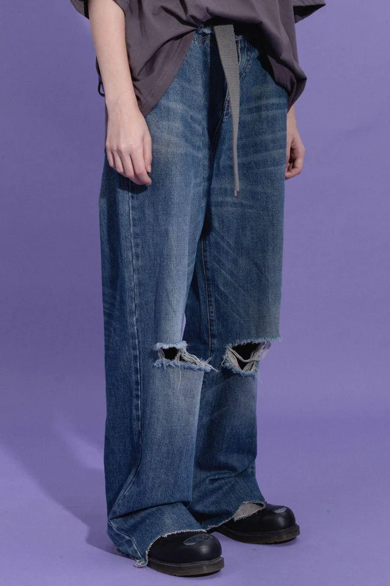 Irregular Cut Straight Jeans