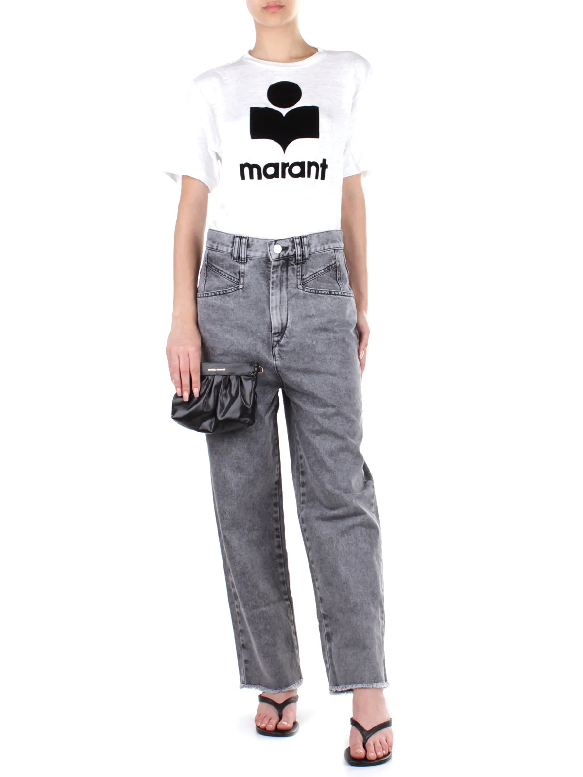 Isabel Marant Toile Frayed Hem Cropped Denim Pants