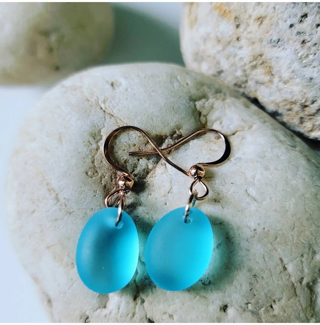 Island Girl Art - Aqua Sea Glass Earrings